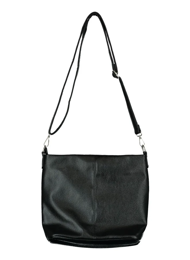 HaILYS Classic Black Shoulder Bag with Double Zippers