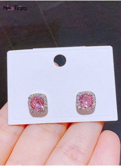 MissTiara Square Shape High-end simple temperament zircon S925 Silver needle Crystal Stud Earrings For Women  - Image 1