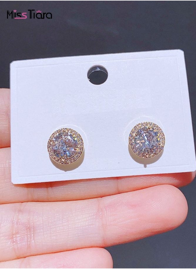 MissTiara - Square Shape High-end simple temperament zircon S925 Silver needle Crystal Stud Earrings For Women - Image 1