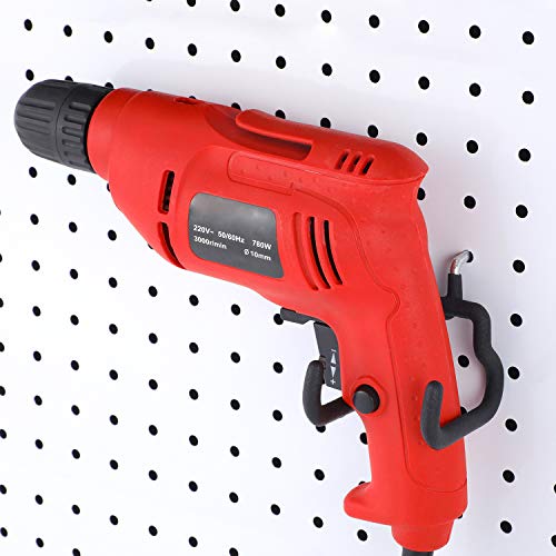 Hotop 4 Pieces Pegboard Hooks Pegboard Drill Holder Peg Board Hooks for Hanging Black Flat Utility Hook Peg Board Organization Accessory for Workbench, Garage Craft Storage(2.75 x 2.56 x 3.54 Inch) - Image 4