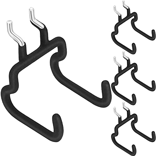 Hotop 4 Pieces Pegboard Hooks Pegboard Drill Holder Peg Board Hooks for Hanging Black Flat Utility Hook Peg Board Organization Accessory for Workbench, Garage Craft Storage(2.75 x 2.56 x 3.54 Inch) - Image 1