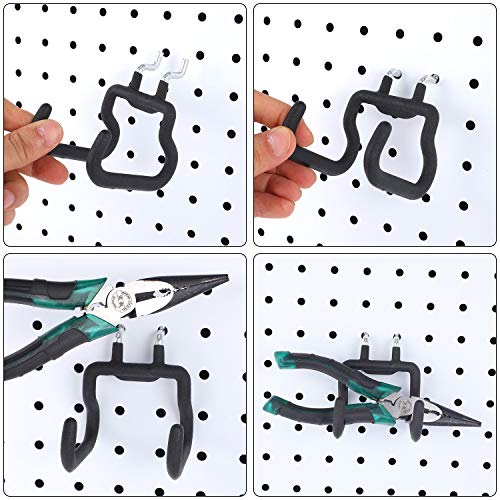 Hotop 4 Pieces Pegboard Hooks Pegboard Drill Holder Peg Board Hooks for Hanging Black Flat Utility Hook Peg Board Organization Accessory for Workbench, Garage Craft Storage(2.75 x 2.56 x 3.54 Inch) - Image 3