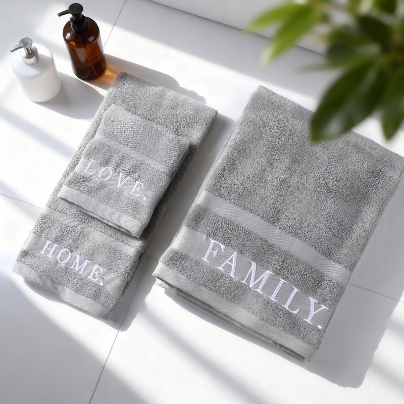 Hahafelt 3 Pcs Decorative Embroidered Bathroom Towel Set 100% Cotton 1 Bath 1 Hand and Wash Cloth Farmhouse Large Size 500 GSM Highly Absorbent Towel for Home Bathroom Gym Hand Drying Shower Supplies - Image 2