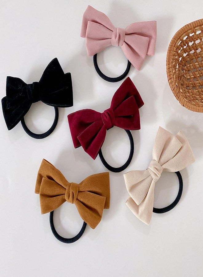 LOVEF 5 Pack Bow Bowknot Elastics Hair Ties Scrunchies Ponytail Holders Bands Ropes Women Girls - Image 3