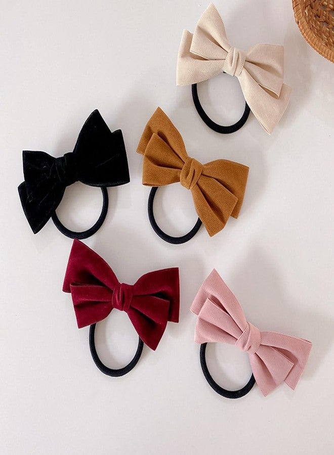 LOVEF 5 Pack Bow Bowknot Elastics Hair Ties Scrunchies Ponytail Holders Bands Ropes Women Girls - Image 2