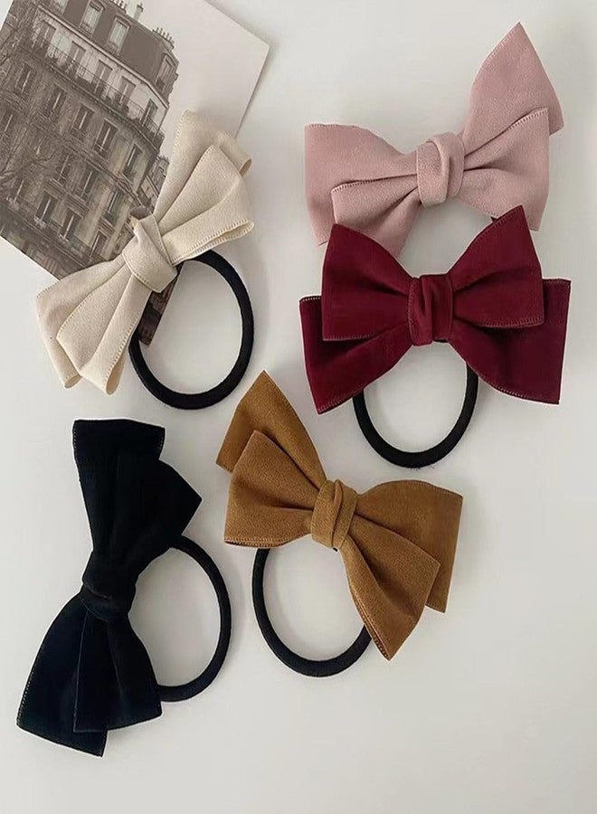 LOVEF 5 Pack Bow Bowknot Elastics Hair Ties Scrunchies Ponytail Holders Bands Ropes Women Girls - Image 4