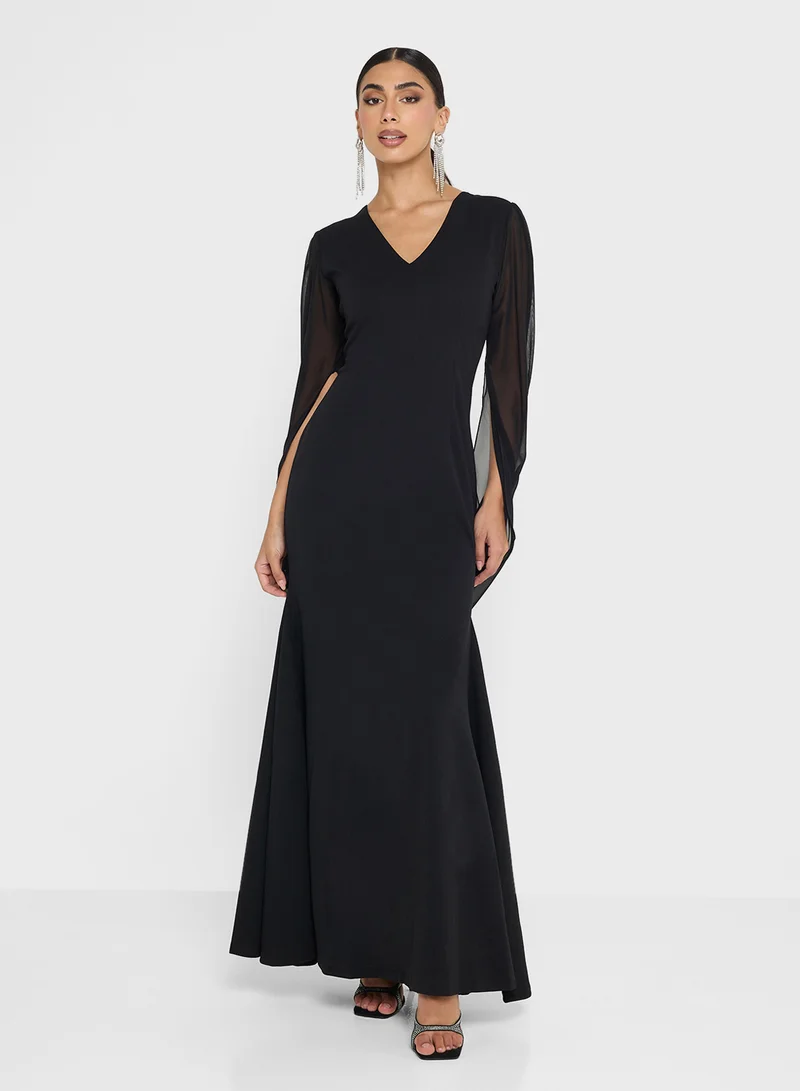 Golden Apple Split Sleeves Maxi Dress