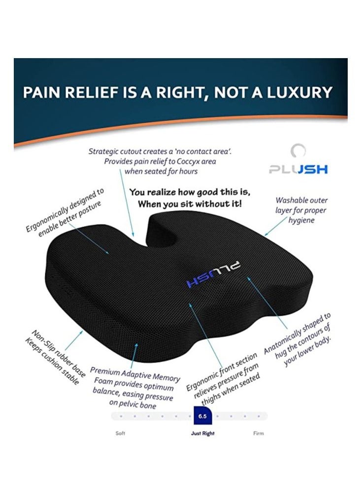 Plush - Creative Planet PLUSH Memory Foam Seat Cushion for Chair Ergonomic Cushion Reduces Back Pain and Improves Posture for Home or Office Sit Comfortably Longer - Image 1