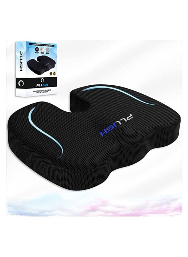 Plush - Creative Planet PLUSH Memory Foam Seat Cushion for Chair Ergonomic Cushion Reduces Back Pain and Improves Posture for Home or Office Sit Comfortably Longer - Image 1