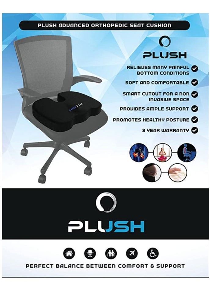 Plush - Creative Planet PLUSH Memory Foam Seat Cushion for Chair Ergonomic Cushion Reduces Back Pain and Improves Posture for Home or Office Sit Comfortably Longer - Image 1
