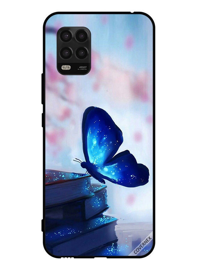 Covernex Protective Case Cover For Xiaomi Mi 10 Lite 5G Dark Blue Butterfly On Books - Image 1