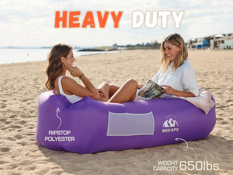 WEKAPO Inflatable Couch Air Lounger Chair - Camping & Beach Accessories, Portable Blow up Sofa for Hiking, Lawn, Indoor/Outdoor Movies & Music Festivals. Lightweight and Easy to Set Up Air Hammock - Image 4