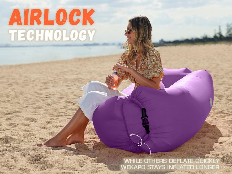 WEKAPO Inflatable Couch Air Lounger Chair - Camping & Beach Accessories, Portable Blow up Sofa for Hiking, Lawn, Indoor/Outdoor Movies & Music Festivals. Lightweight and Easy to Set Up Air Hammock - Image 5