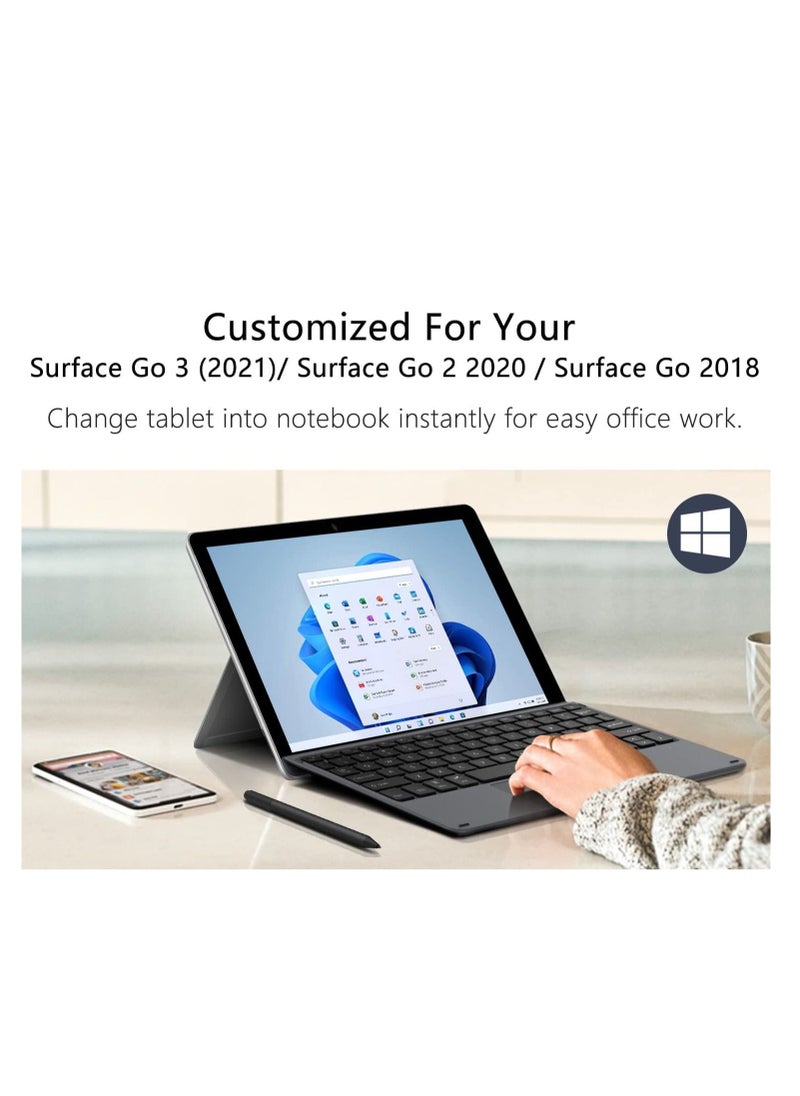 Type Cover Fit Microsoft Surface Go 3 (2021)/ Surface Go 2 2020 / Surface Go 2018, Slim Wireless Bluetooth Keyboard with Trackpad, 7-Color LED Backlit, Built-in Rechargeable Battery--Black