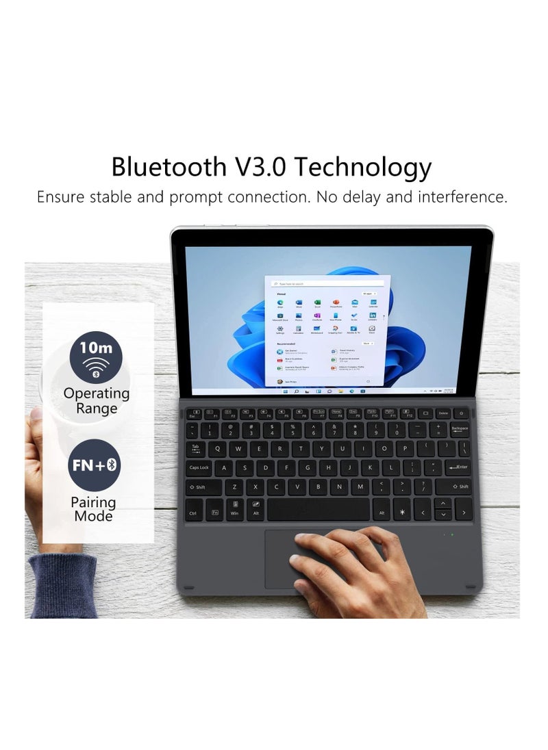 Type Cover Fit Microsoft Surface Go 3 (2021)/ Surface Go 2 2020 / Surface Go 2018, Slim Wireless Bluetooth Keyboard with Trackpad, 7-Color LED Backlit, Built-in Rechargeable Battery--Black