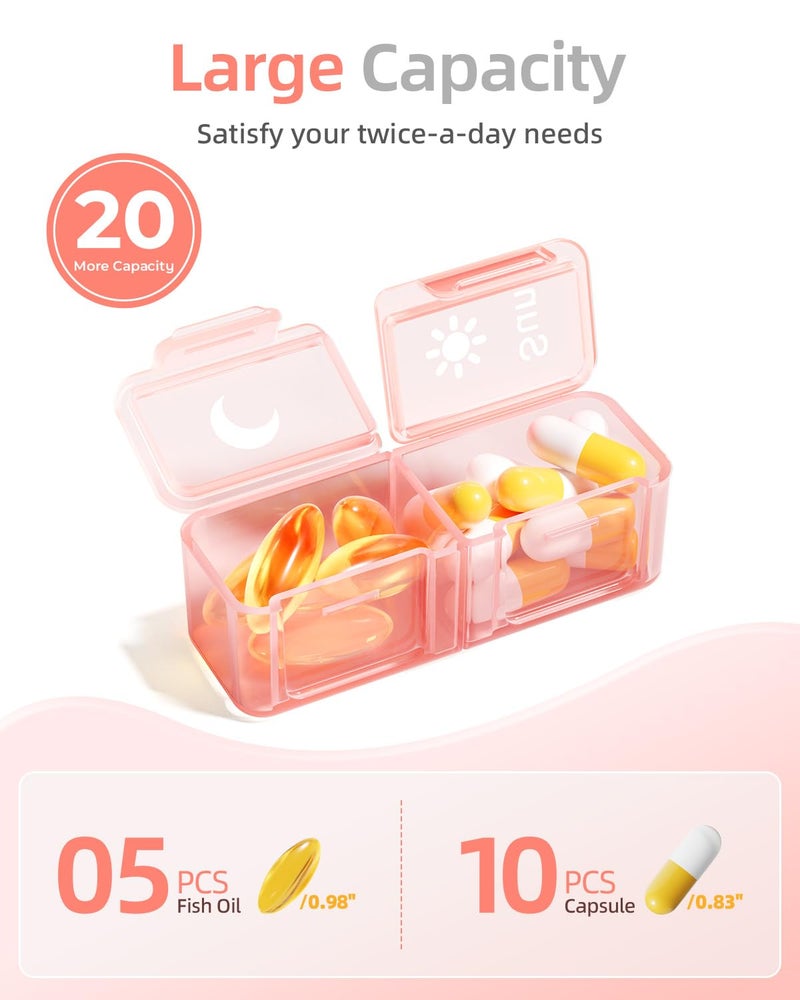 Betife AM PM Pill Organizer 2 Times A Day, 7 Day Pill Box Weekly Pill Organizer Travel with Separate Container, Portable Daily Medicine Planner Dispenser Case for Vitamin, Fish Oils, Supplements - Image 2