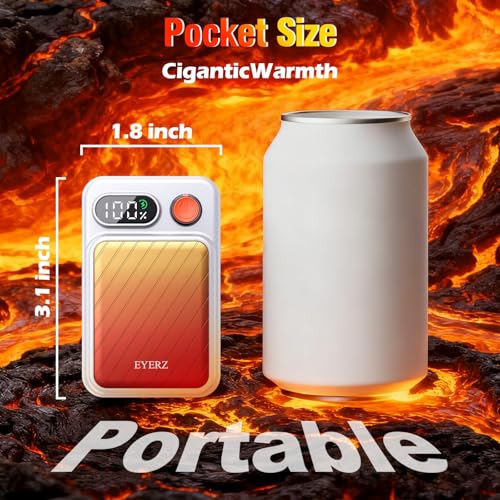 EYERZ Electric Hand Warmers Rechargeable 2 Pack, Magnetic AI Hand Warmers with LED Display & 4 Levels, Portable Pocket Heater, Gifts for Christmas, Camping, Golf, Raynauds, Hunting, Women & Men - Image 4