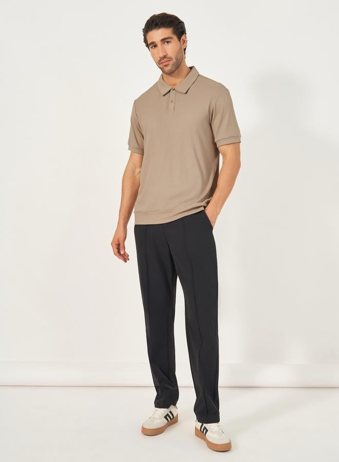 Styli Textured Waffle Knit Relaxed Fit Polo - Image 2