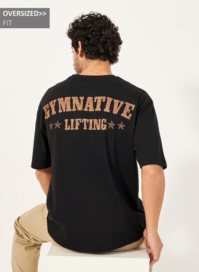 Styli Oversized Slogan Print Round Neck T-Shirt  - Image 1