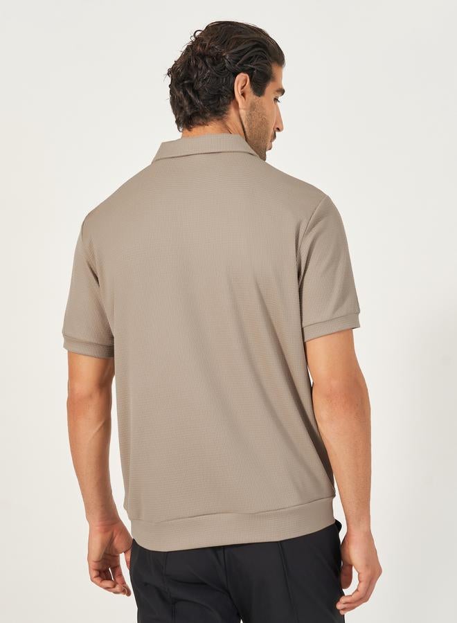 Styli Textured Waffle Knit Relaxed Fit Polo - Image 5