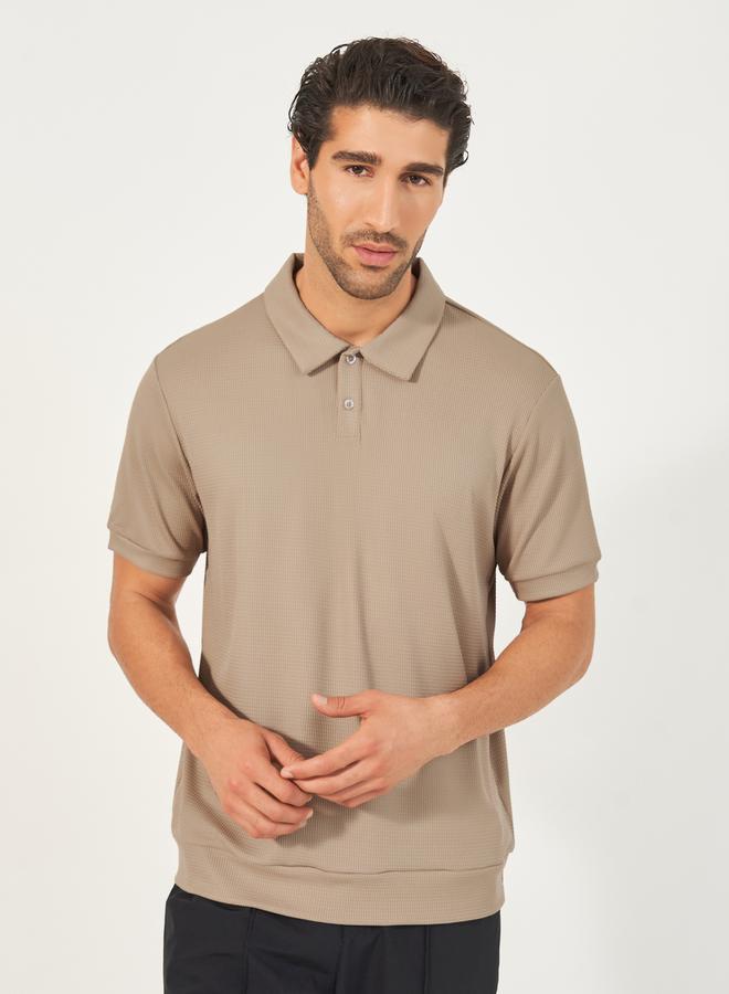 Styli Textured Waffle Knit Relaxed Fit Polo - Image 3