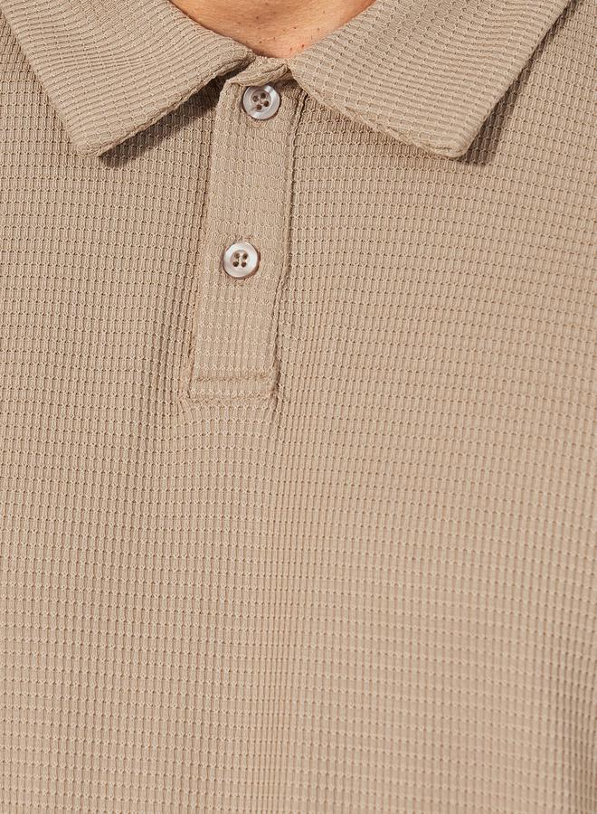 Styli Textured Waffle Knit Relaxed Fit Polo - Image 4