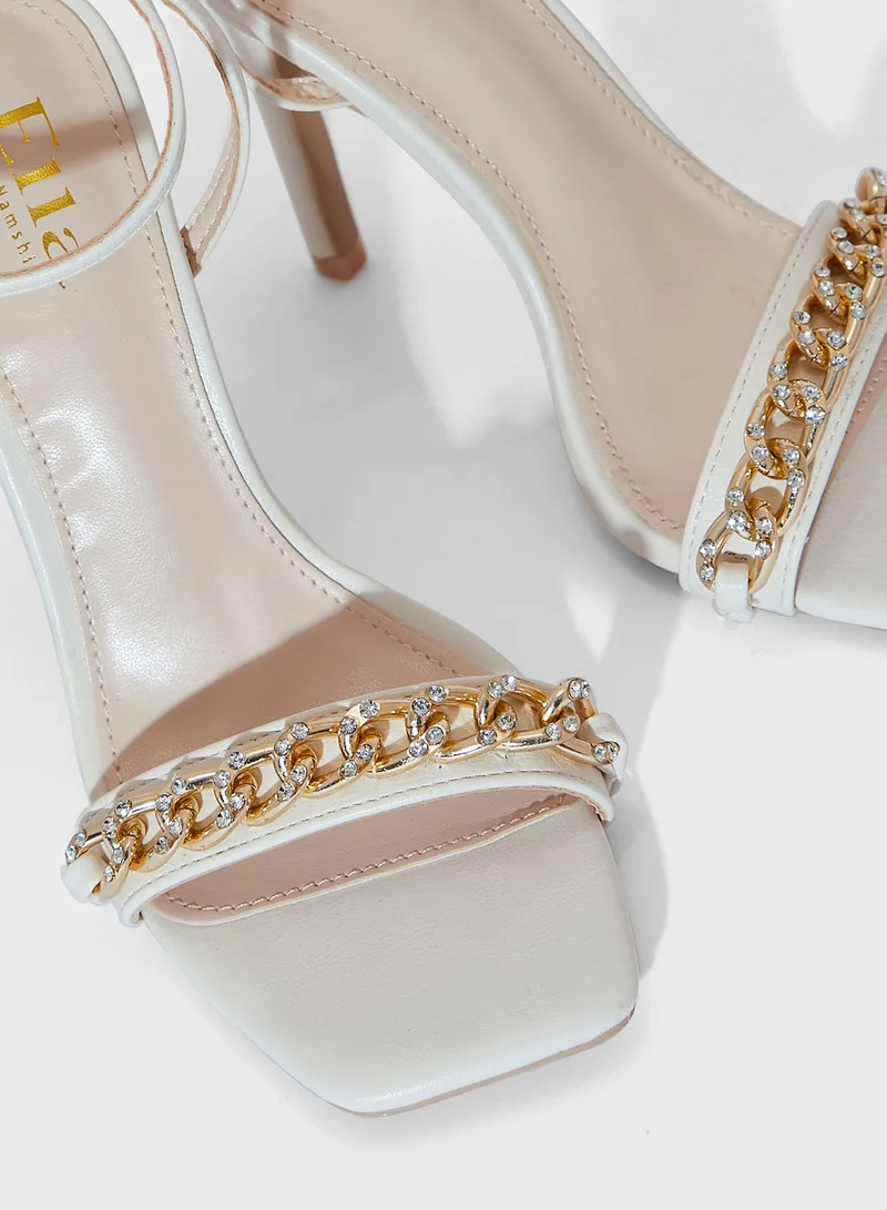 ELLA Chain Front Ankle Strap Sandal