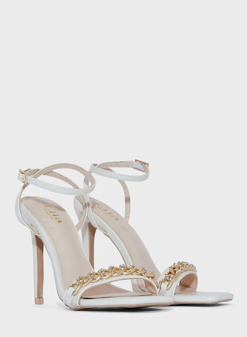 ELLA Chain Front Ankle Strap Sandal