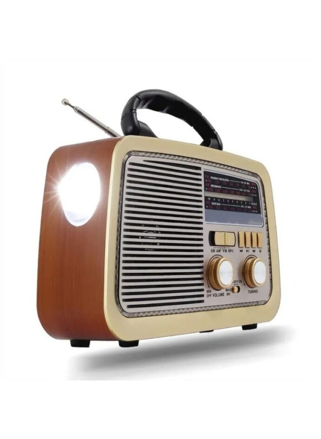 راديو  HI-FI بثلاث قنوات FM - AM - SW ذهبي/بني/أسود بلوتوث AUX بطاقة TF قرص فلاش USB - Image 1