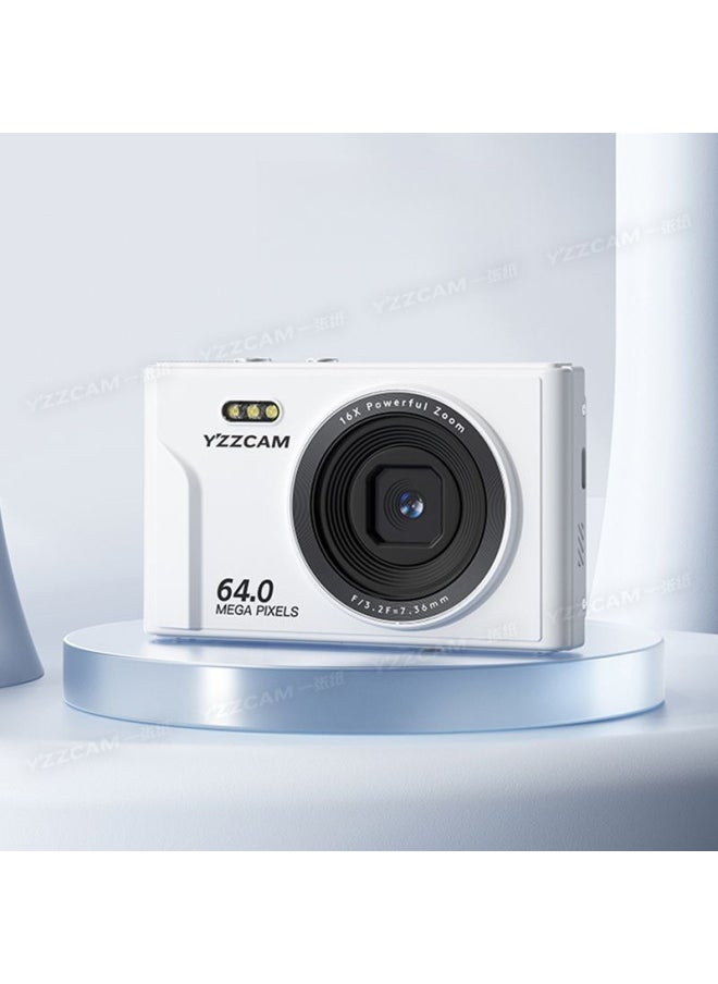 Generic 64 Million High Pixel HD Digital Camera CCD Travel Selfie Card Machine Entry Level Student 4K Camera-Body Color:White -package 2  - Image 1