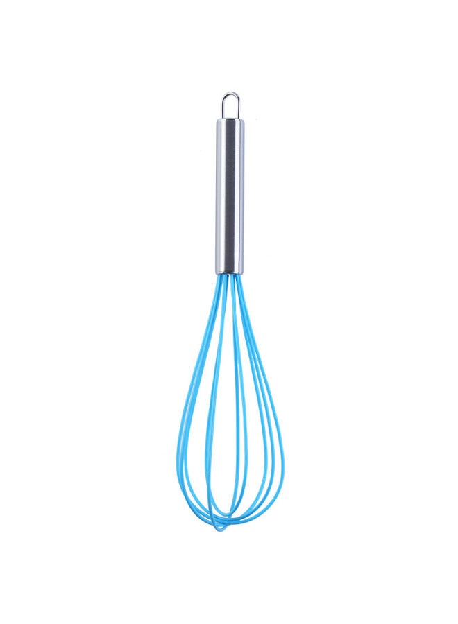 8 Inch 10 Inch 12 Inch Silicone Manual Egg Beater Stainless Steel Handle Egg Mixer Manual Household Egg Beater-Color:12 Inch Blue - Image 1