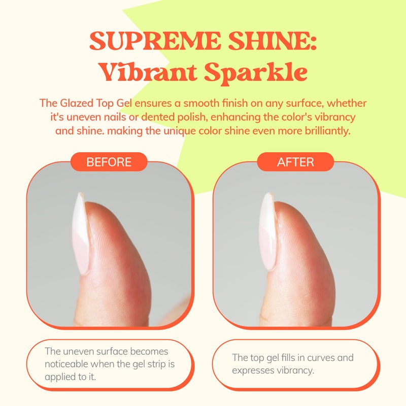 heyhae Glazed Top Gel for Semi-Cured Gel Nail Strip | Non Wipe High Gloss Gel Top Coat (0.23 fl.oz) - Image 3