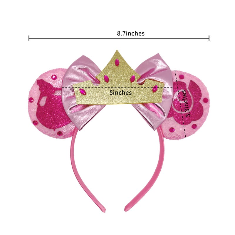 Mado Sparkly Pink Mouse Ears Headband, Birthday Princess Dress up Accessory for Girls and Women (PRINCESS PINK) - Image 4