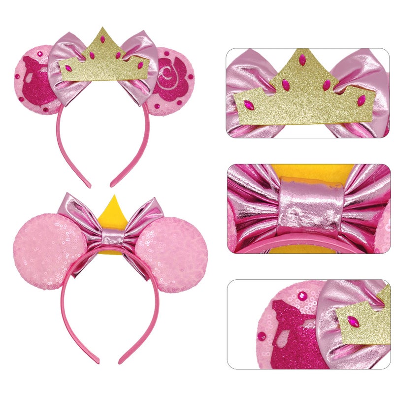 Mado Sparkly Pink Mouse Ears Headband, Birthday Princess Dress up Accessory for Girls and Women (PRINCESS PINK) - Image 5