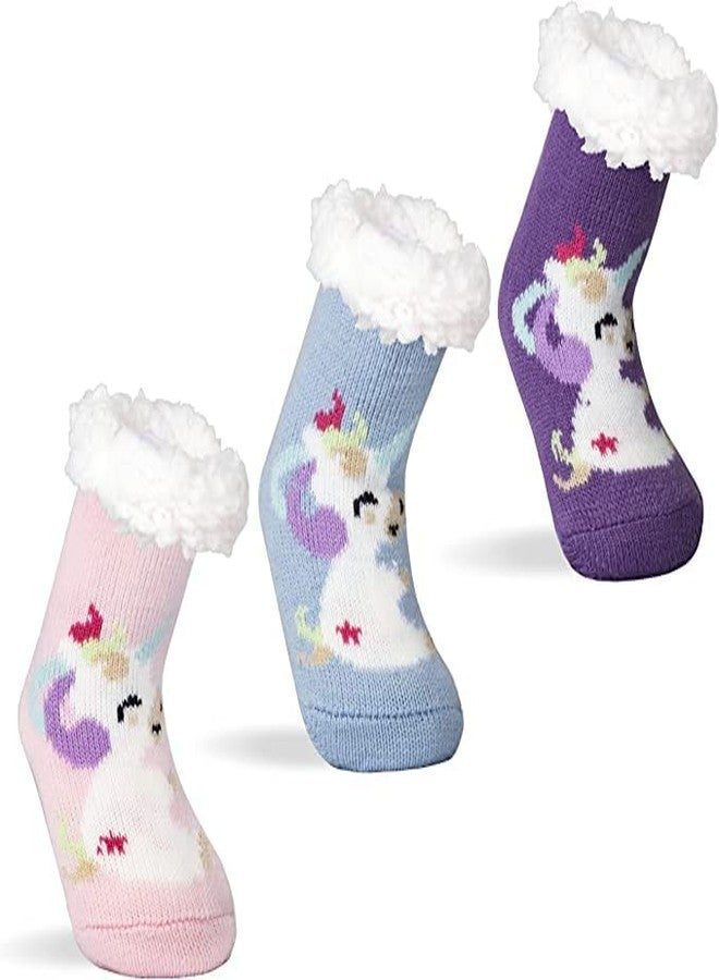 KETKAR Baby Boy Girl Winter Thick Fur Cozy Socks Toddler Anti-Slip Cuff Ankle Socks_Pack OF 03_Sck004(3-7 Years,Multicolour1) - Image 1