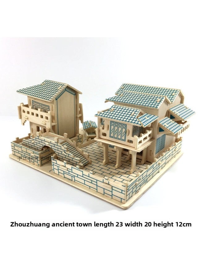 Loquat Stereo Puzzle Wooden Assembled House 3D Wooden Building Model Wooden House Diy Toy-Color:Shui Chunfang - Image 5