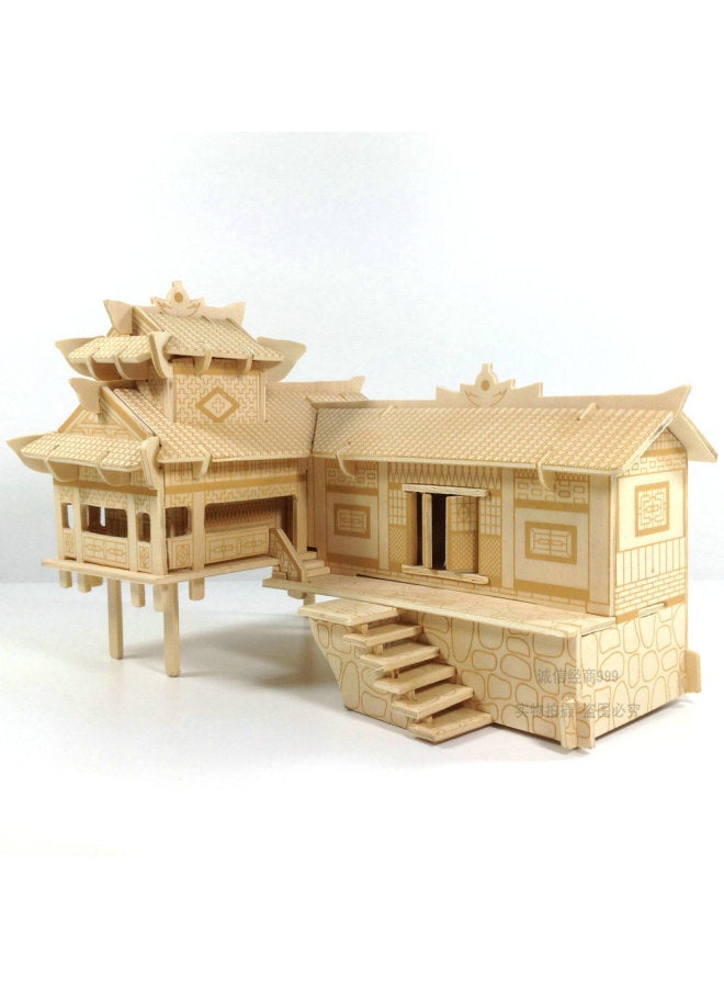 Loquat Stereo Puzzle Wooden Assembled House 3D Wooden Building Model Wooden House Diy Toy-Color:Shui Chunfang - Image 2