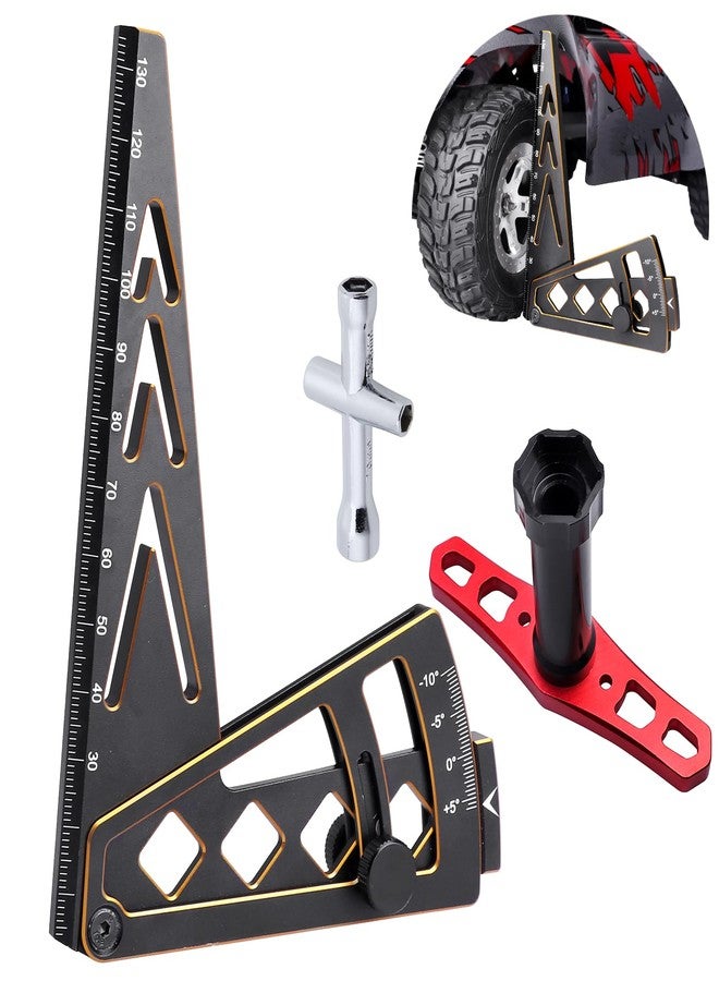 Hobbyfire Aluminum Metal RC Car Camber Gauge Height Gauge Wheel Wrench for 1/8 1/10 Scale RC Truck Buggy On Road Touring Racing Drift Models - Image 1