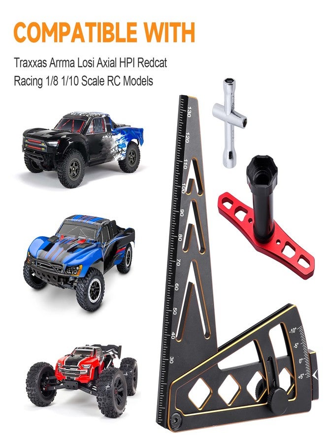Hobbyfire Aluminum Metal RC Car Camber Gauge Height Gauge Wheel Wrench for 1/8 1/10 Scale RC Truck Buggy On Road Touring Racing Drift Models - Image 5
