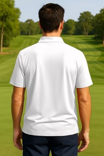 Opna Mens Dry-Fit Golf Polo Shirts,White,Medium - Image 3