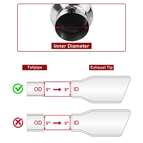 Upower Diesel Exhaust Tip 5" Inlet 7" Outlet 15" Long Stainless Steel Polished Bolt-On Tail Pipe 5" to 7" Universal for Trucks Car - Image 3