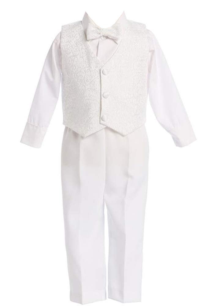 Lito White Boys Embroidered Jacquard Christening Baptism or Wedding Vest Set - Size M (6-12 Month) - Image 1