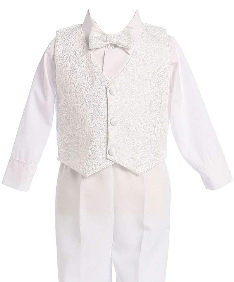Lito White Boys Embroidered Jacquard Christening Baptism or Wedding Vest Set - Size M (6-12 Month) - Image 2