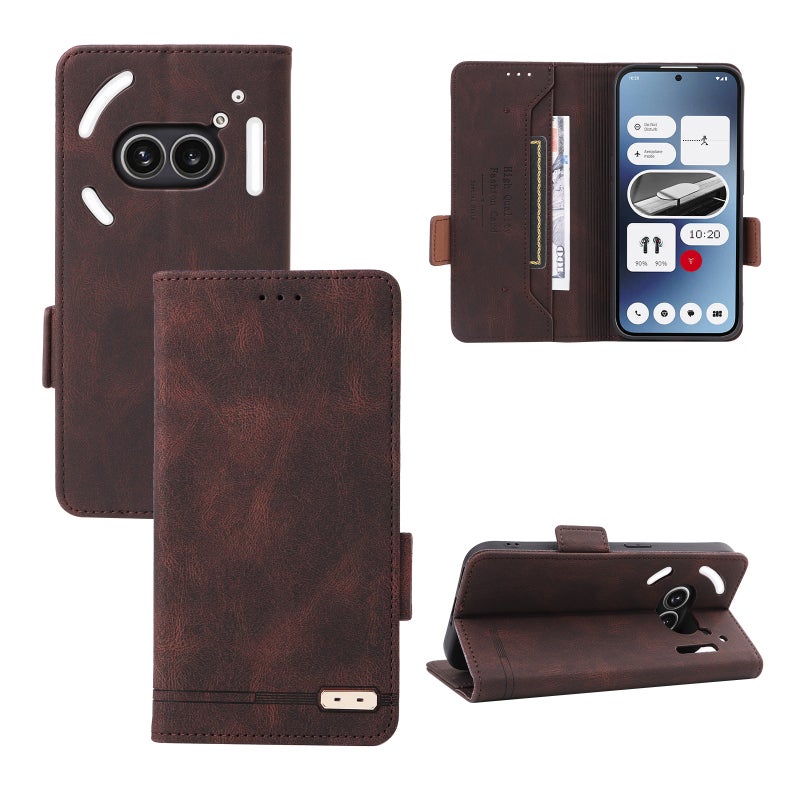 HuHa Case Cover For Nothing Phone 2a Magnetic Clasp Leather Phone Case(Brown) - Image 1