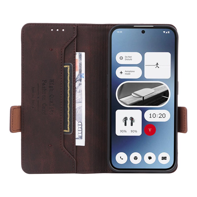 HuHa Case Cover For Nothing Phone 2a Magnetic Clasp Leather Phone Case(Brown) - Image 4