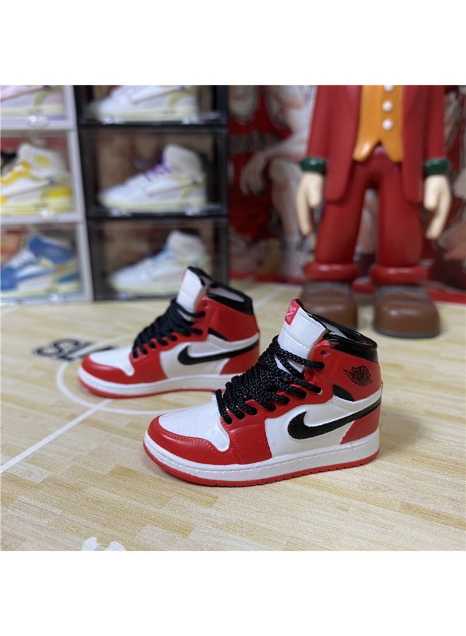 1/6 Mini Sneakers Model Aj1 Creative Cute Basketball Shoes Keychain Car Bag Jewelry Aj Keychain-Color:1 South Coast (pair Of Nude Shoes)  - Image 3