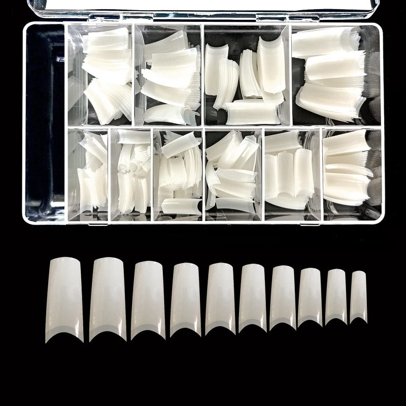 VIVACE Natural Royal Salon 500 Artificial Fake False Gel Nail Tips 10 Sizes With Clear Plastic Case for Nail Salon Nail shop