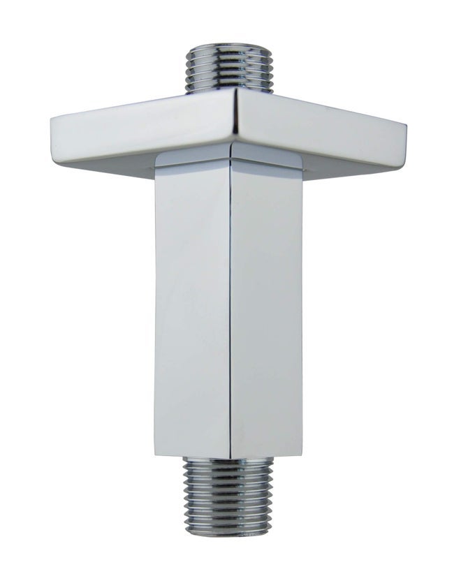 SQUARE SHOWER ARM AND ANTISCRATCH ORING FLANGE 3 INCH SOLID BRASS BOTH SOLDERED 12 NPT TAPERED THREADS STRAIGHT RAINFALL SHOWER HEAD ARM EXTENSION CEILING MOUNT POLISHED CHROME