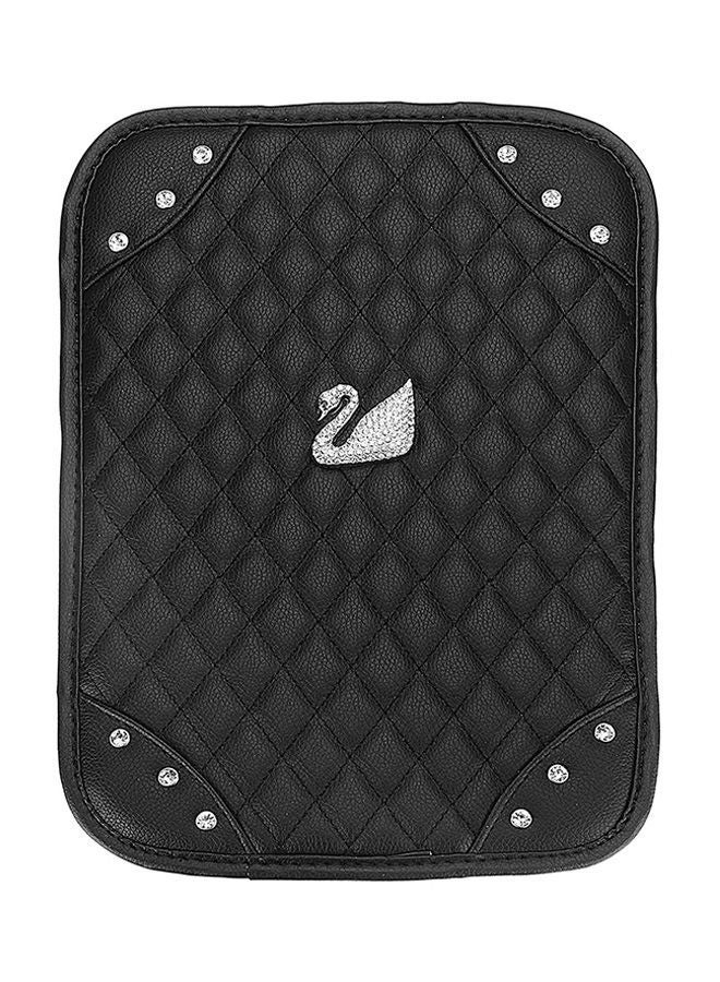NIBEMINENT Bling Diamond Rhinestone Swan Pattern Leather Car Armrest Box Pad Mat - Image 1