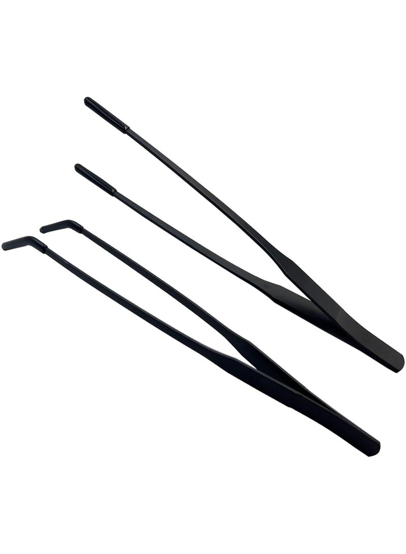 10.6in Aquarium Tweezers with Rubber Tips, Long Reptiles Feeding Tongs for Aquatic Plant Lizard Spider Snake, Black